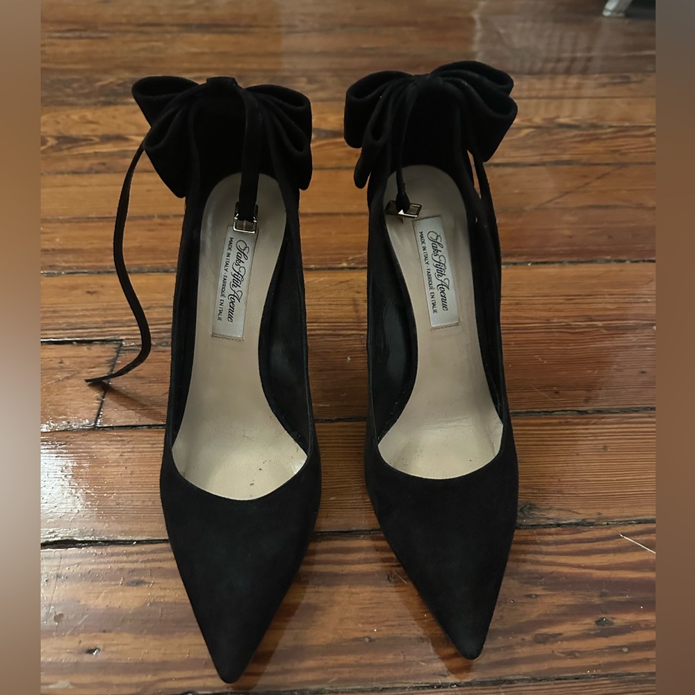 Saks Fifth Avenue Heels Black Suede Pumps